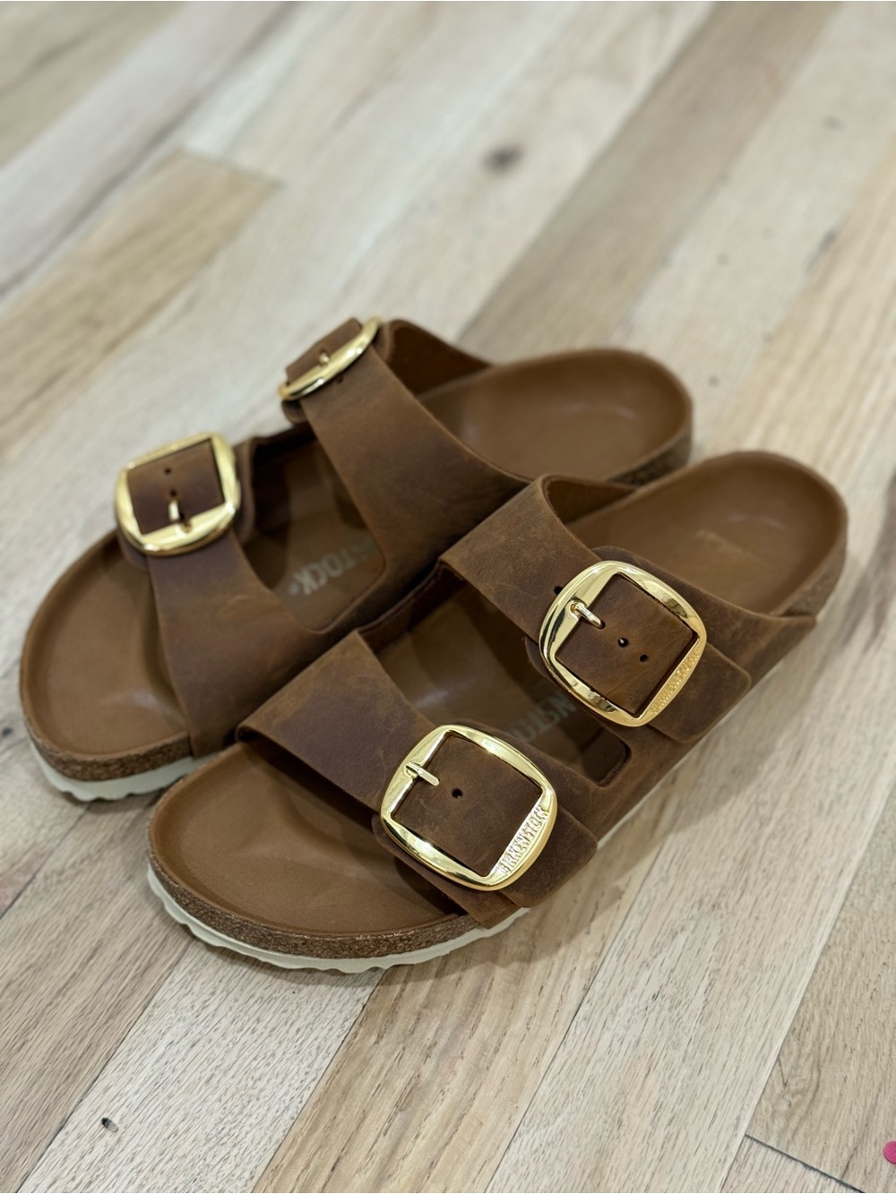 Birkenstock Arizona Big Buckle Nubuck Sandals Cognac - Picture 4 of 6